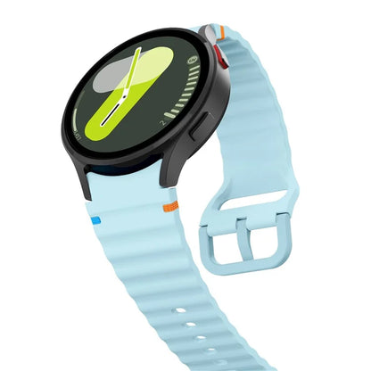 For Samsung Galaxy Watch FE / 7 / 6 / 5 / 4 Wave Design Watch Band Stitching Line Decor Silicone Strap