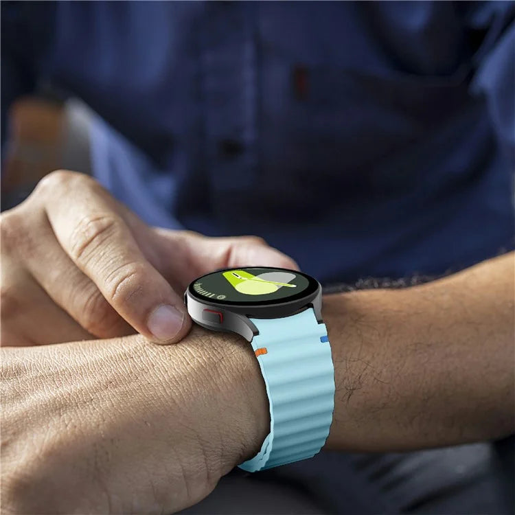 For Samsung Galaxy Watch FE / 7 / 6 / 5 / 4 Wave Design Watch Band Stitching Line Decor Silicone Strap