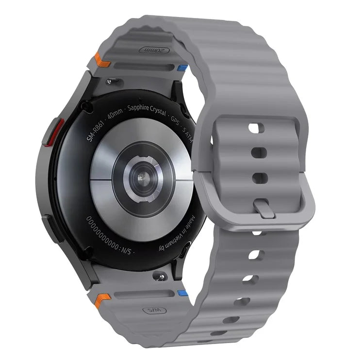 For Samsung Galaxy Watch FE / 7 / 6 / 5 / 4 Wave Design Watch Band Stitching Line Decor Silicone Strap