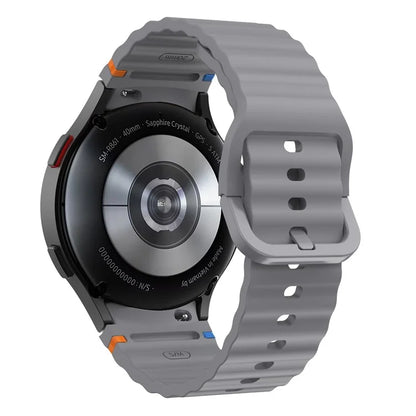 For Samsung Galaxy Watch FE / 7 / 6 / 5 / 4 Wave Design Watch Band Stitching Line Decor Silicone Strap