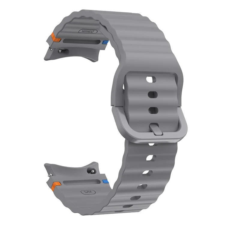 For Samsung Galaxy Watch FE / 7 / 6 / 5 / 4 Wave Design Watch Band Stitching Line Decor Silicone Strap