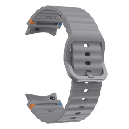 For Samsung Galaxy Watch FE / 7 / 6 / 5 / 4 Wave Design Watch Band Stitching Line Decor Silicone Strap