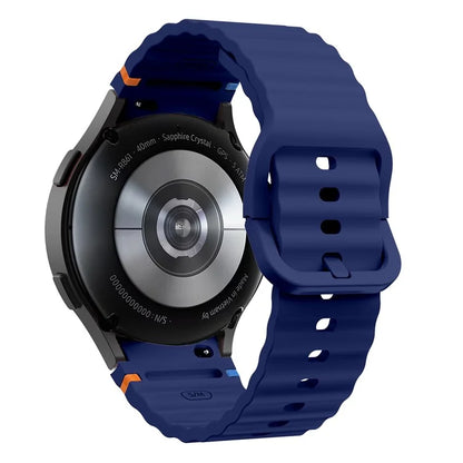 For Samsung Galaxy Watch FE / 7 / 6 / 5 / 4 Wave Design Watch Band Stitching Line Decor Silicone Strap