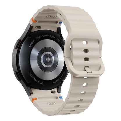 For Samsung Galaxy Watch FE / 7 / 6 / 5 / 4 Wave Design Watch Band Stitching Line Decor Silicone Strap