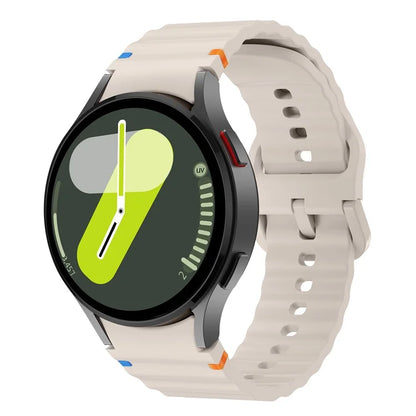 For Samsung Galaxy Watch FE / 7 / 6 / 5 / 4 Wave Design Watch Band Stitching Line Decor Silicone Strap