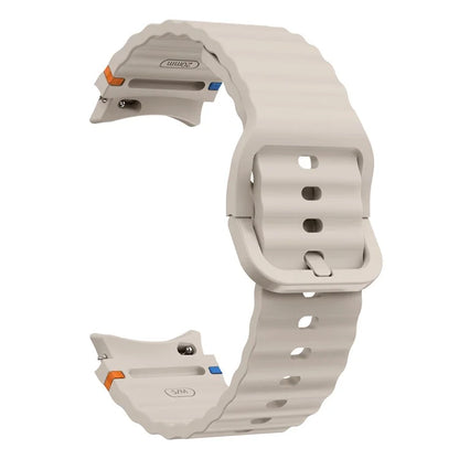 For Samsung Galaxy Watch FE / 7 / 6 / 5 / 4 Wave Design Watch Band Stitching Line Decor Silicone Strap