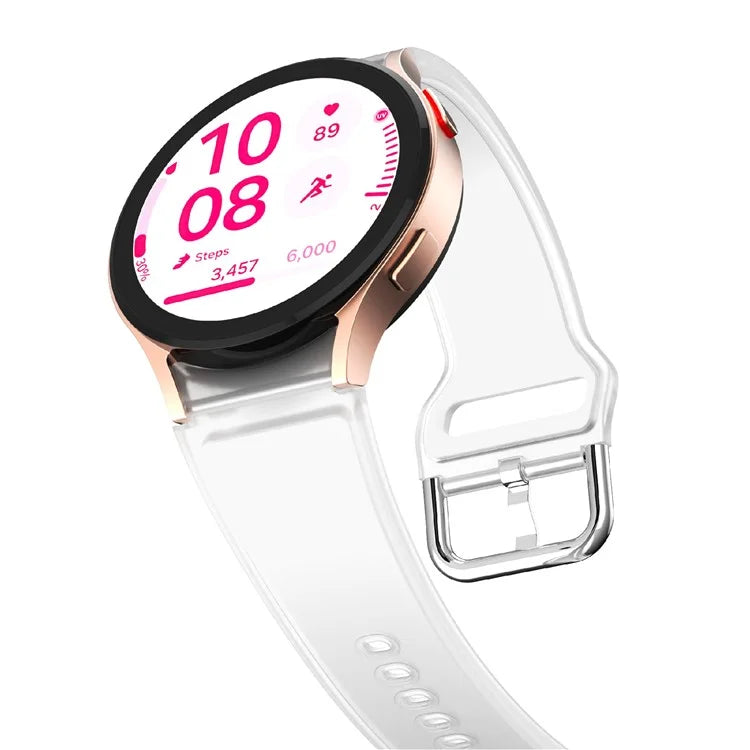 For Samsung Galaxy Watch FE / 7 / 6 / 5 / 4 Transparent Design Watch Band Adjustable Silicone Strap