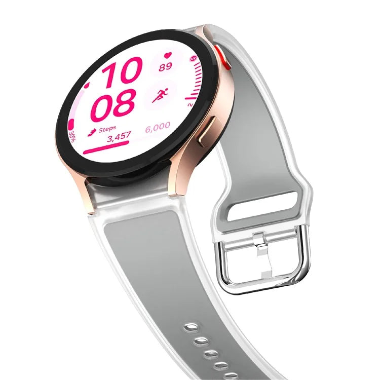 For Samsung Galaxy Watch FE / 7 / 6 / 5 / 4 Transparent Design Watch Band Adjustable Silicone Strap