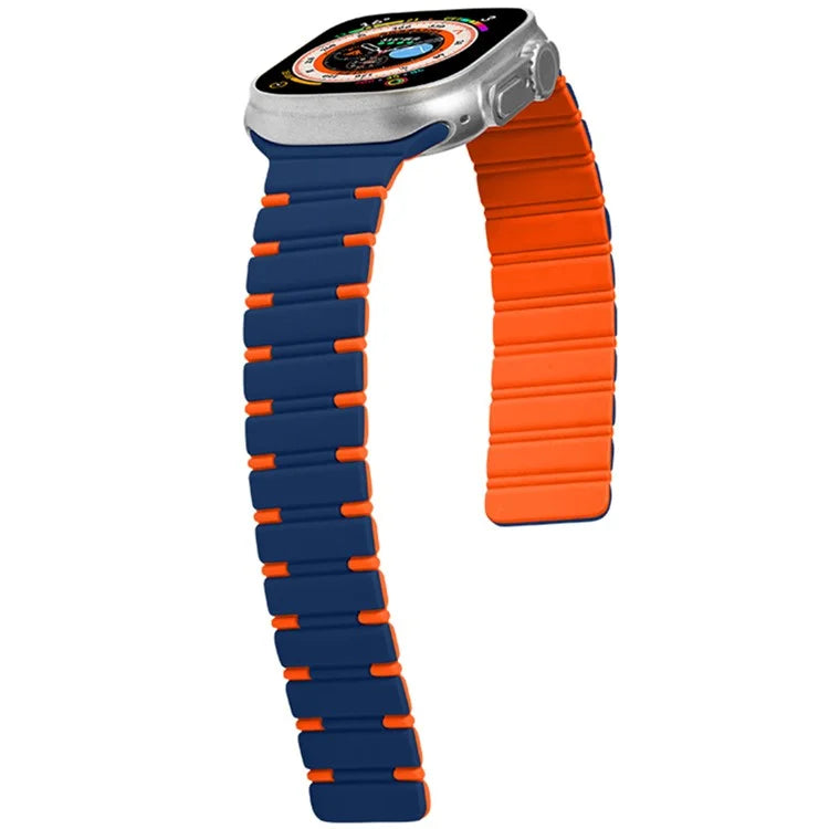 For Apple Watch Series 10 42mm / 9 8 7 41mm / SE (2023) SE (2022) SE 6 5 4 40mm / 3 2 1 38mm Dual Color Magnetic Silicone Watch Strap