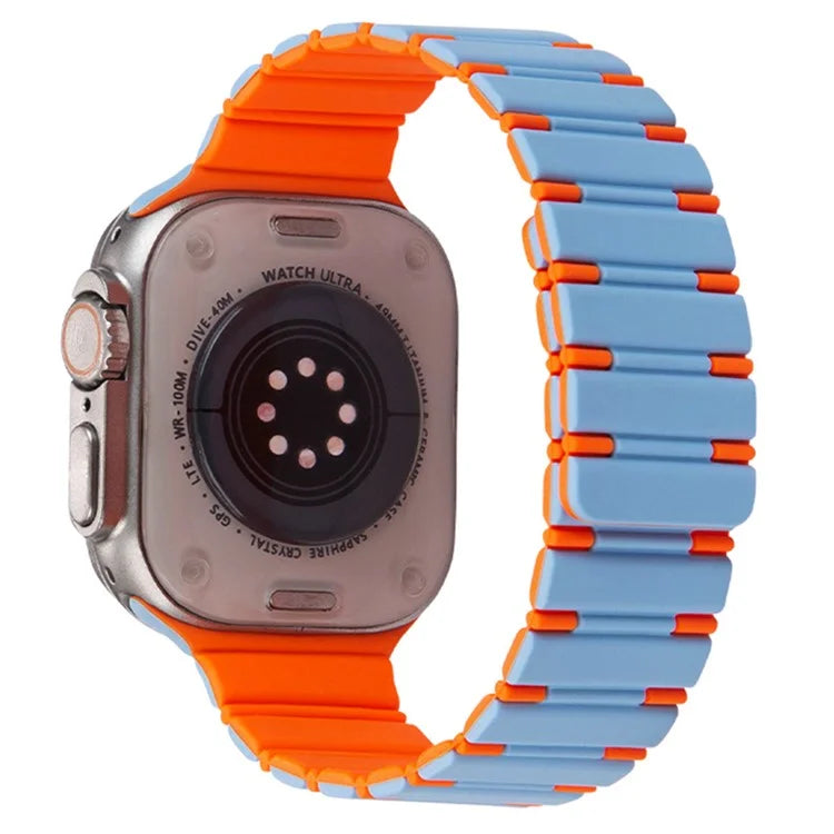 For Apple Watch Series 10 42mm / 9 8 7 41mm / SE (2023) SE (2022) SE 6 5 4 40mm / 3 2 1 38mm Dual Color Magnetic Silicone Watch Strap