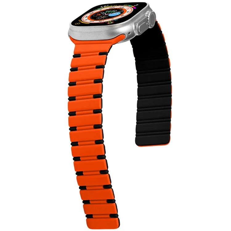 For Apple Watch Series 10 42mm / 9 8 7 41mm / SE (2023) SE (2022) SE 6 5 4 40mm / 3 2 1 38mm Dual Color Magnetic Silicone Watch Strap