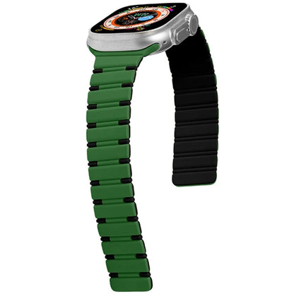 For Apple Watch Series 10 42mm / 9 8 7 41mm / SE (2023) SE (2022) SE 6 5 4 40mm / 3 2 1 38mm Dual Color Magnetic Silicone Watch Strap