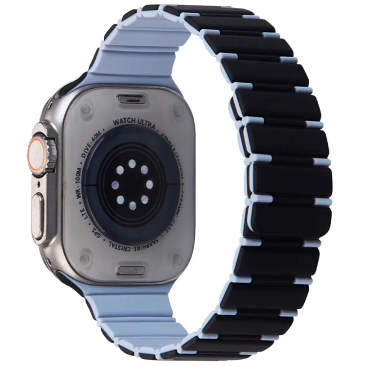 For Apple Watch Series 10 42mm / 9 8 7 41mm / SE (2023) SE (2022) SE 6 5 4 40mm / 3 2 1 38mm Dual Color Magnetic Silicone Watch Strap