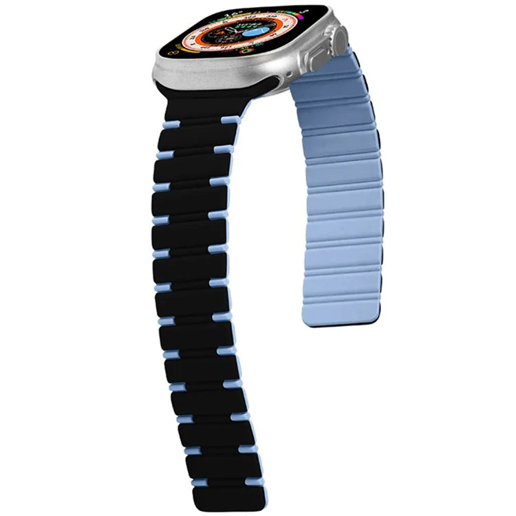 For Apple Watch Series 10 42mm / 9 8 7 41mm / SE (2023) SE (2022) SE 6 5 4 40mm / 3 2 1 38mm Dual Color Magnetic Silicone Watch Strap