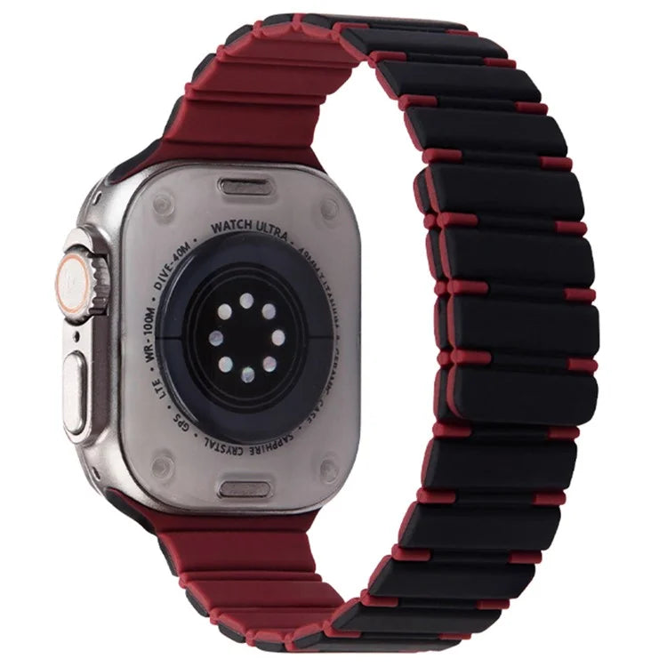 For Apple Watch Series 10 42mm / 9 8 7 41mm / SE (2023) SE (2022) SE 6 5 4 40mm / 3 2 1 38mm Dual Color Magnetic Silicone Watch Strap
