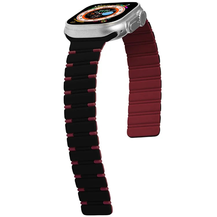 For Apple Watch Series 10 42mm / 9 8 7 41mm / SE (2023) SE (2022) SE 6 5 4 40mm / 3 2 1 38mm Dual Color Magnetic Silicone Watch Strap