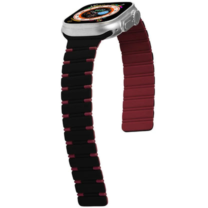 For Apple Watch Series 10 42mm / 9 8 7 41mm / SE (2023) SE (2022) SE 6 5 4 40mm / 3 2 1 38mm Dual Color Magnetic Silicone Watch Strap