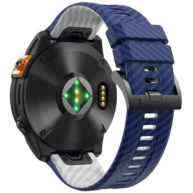 For Garmin Fenix 7X Quickfit 26mm Carbon Fiber Texture Watch Strap Adjustable Silicone Band