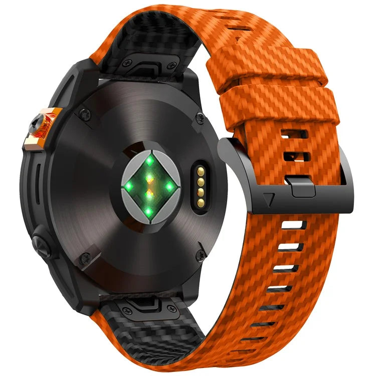 For Garmin Fenix 7X Quickfit 26mm Carbon Fiber Texture Watch Strap Adjustable Silicone Band