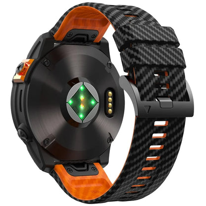 For Garmin Fenix 7X Quickfit 26mm Carbon Fiber Texture Watch Strap Adjustable Silicone Band