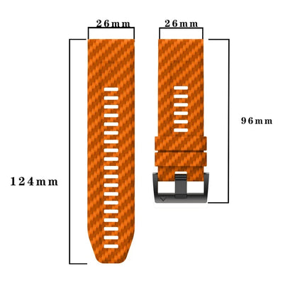 For Garmin Fenix 7X Quickfit 26mm Carbon Fiber Texture Watch Strap Adjustable Silicone Band