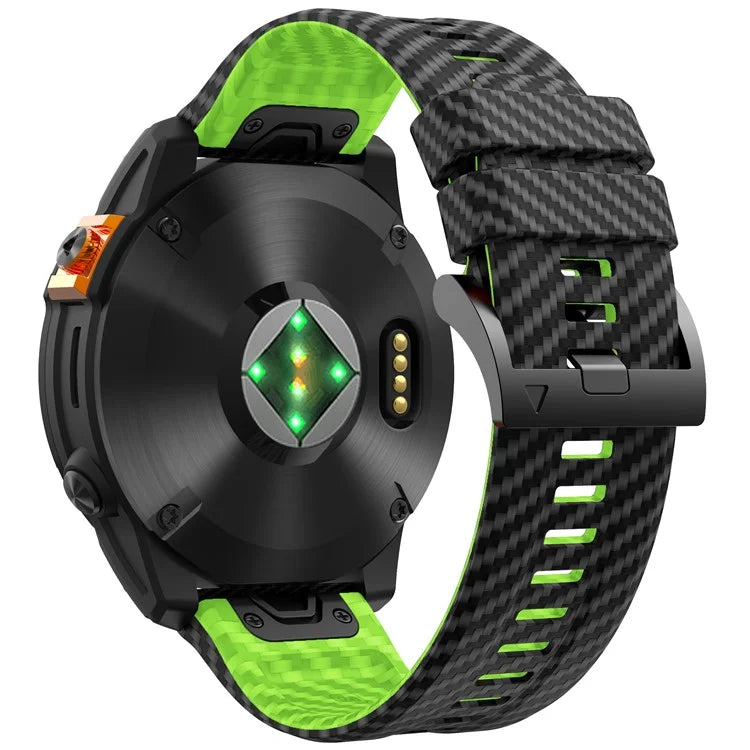 For Garmin Fenix 7X Quickfit 26mm Carbon Fiber Texture Watch Strap Adjustable Silicone Band