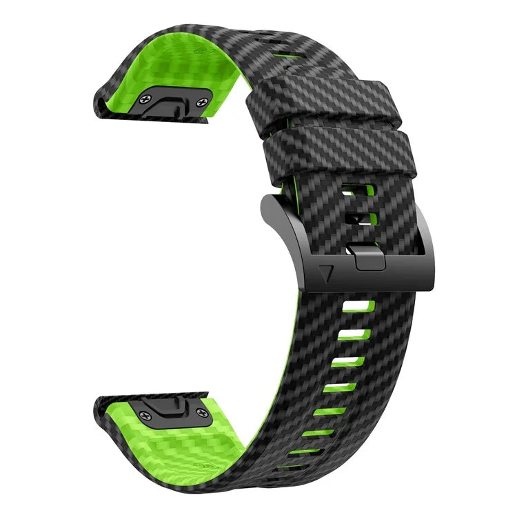 For Garmin Fenix 7X Quickfit 26mm Carbon Fiber Texture Watch Strap Adjustable Silicone Band