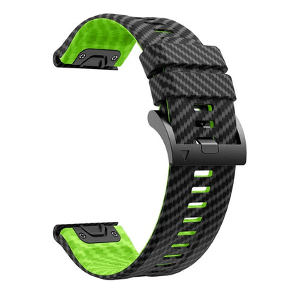 For Garmin Fenix 7X Quickfit 26mm Carbon Fiber Texture Watch Strap Adjustable Silicone Band