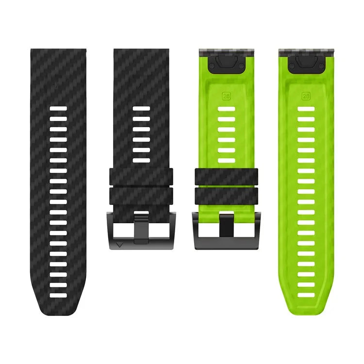 For Garmin Fenix 7X Quickfit 26mm Carbon Fiber Texture Watch Strap Adjustable Silicone Band