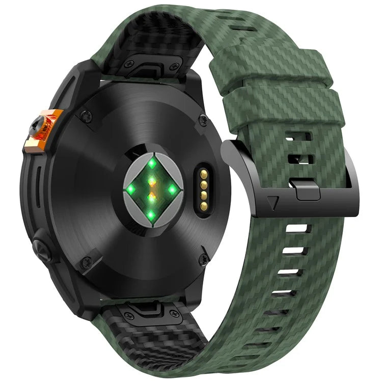 For Garmin Fenix 7X Quickfit 26mm Carbon Fiber Texture Watch Strap Adjustable Silicone Band