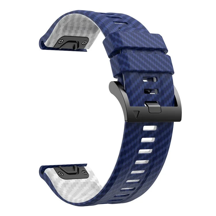 For Garmin Fenix 7 Quickfit 22mm Replacement Watch Strap Carbon Fiber Texture Silicone Band