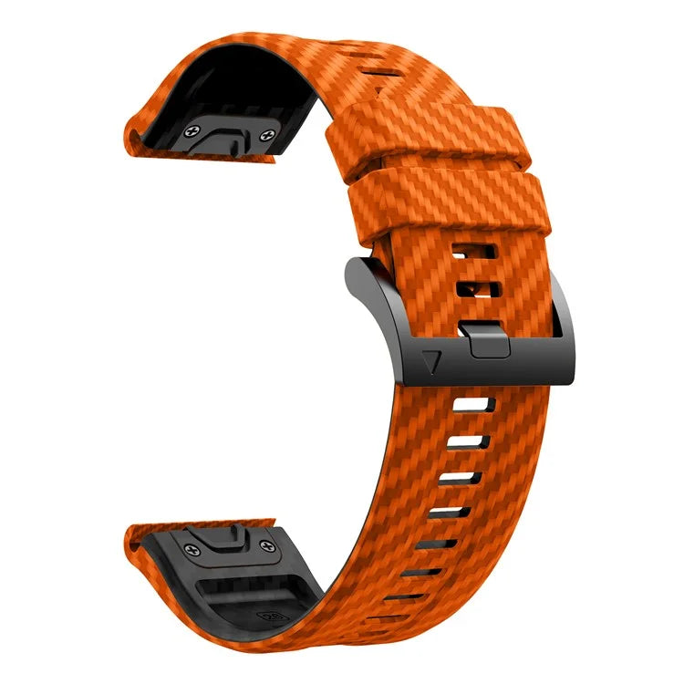 For Garmin Fenix 7 Quickfit 22mm Replacement Watch Strap Carbon Fiber Texture Silicone Band