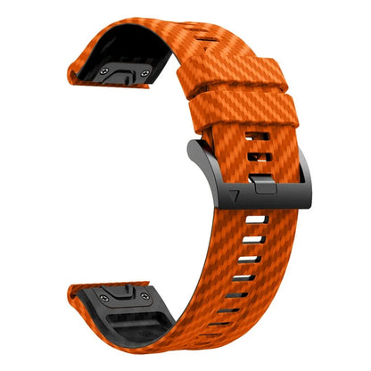 For Garmin Fenix 7 Quickfit 22mm Replacement Watch Strap Carbon Fiber Texture Silicone Band