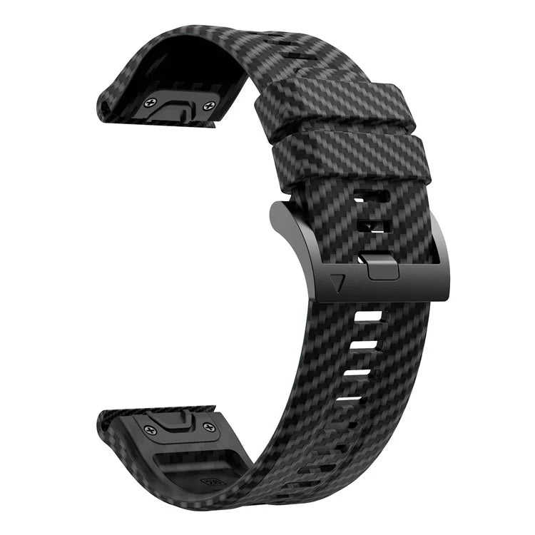 For Garmin Fenix 7 Quickfit 22mm Replacement Watch Strap Carbon Fiber Texture Silicone Band