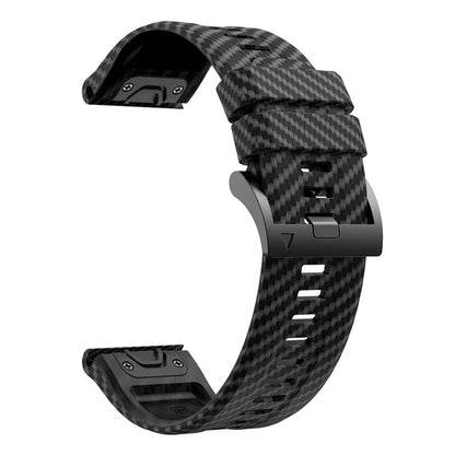For Garmin Fenix 7 Quickfit 22mm Replacement Watch Strap Carbon Fiber Texture Silicone Band