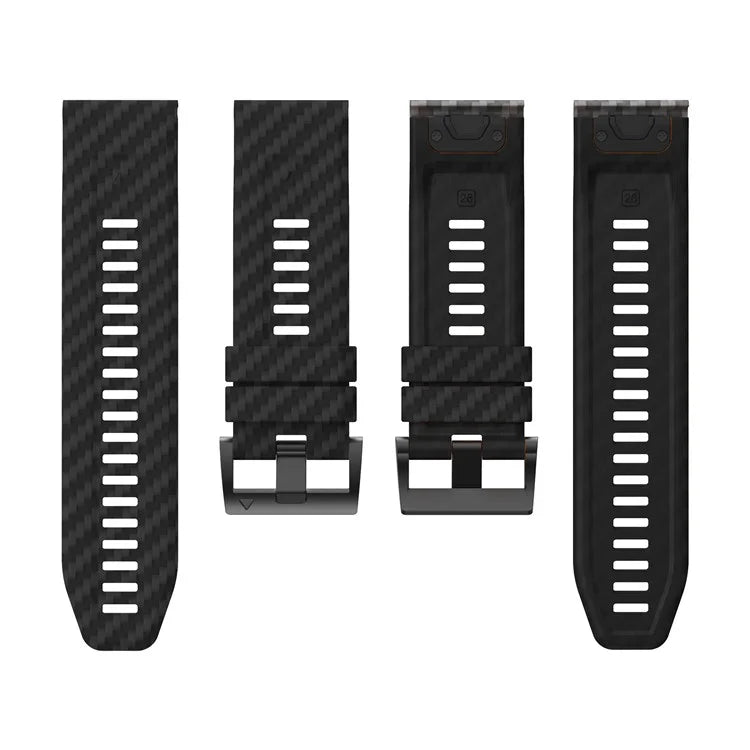 For Garmin Fenix 7 Quickfit 22mm Replacement Watch Strap Carbon Fiber Texture Silicone Band