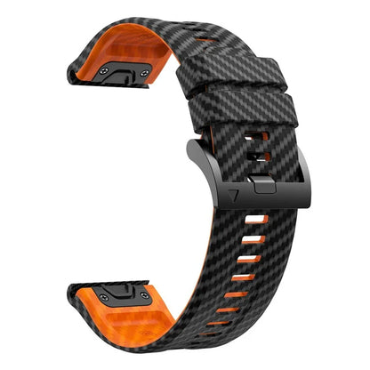 For Garmin Fenix 7 Quickfit 22mm Replacement Watch Strap Carbon Fiber Texture Silicone Band