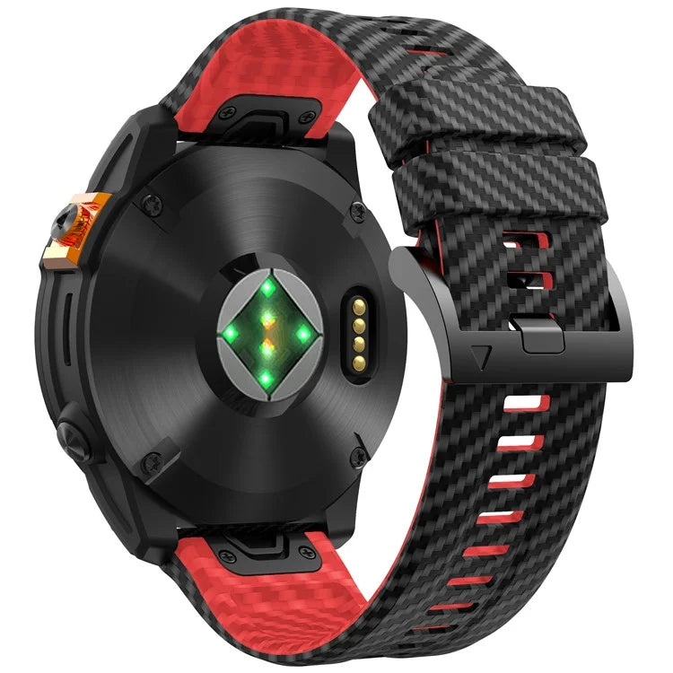 For Garmin Fenix 7 Quickfit 22mm Replacement Watch Strap Carbon Fiber Texture Silicone Band