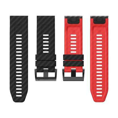 For Garmin Fenix 7 Quickfit 22mm Replacement Watch Strap Carbon Fiber Texture Silicone Band