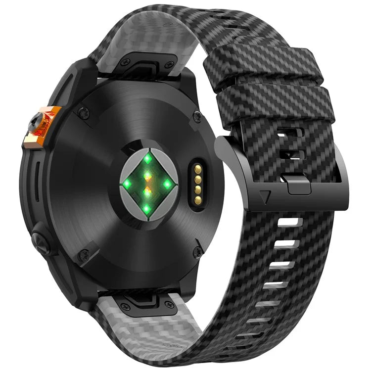 For Garmin Fenix 7 Quickfit 22mm Replacement Watch Strap Carbon Fiber Texture Silicone Band