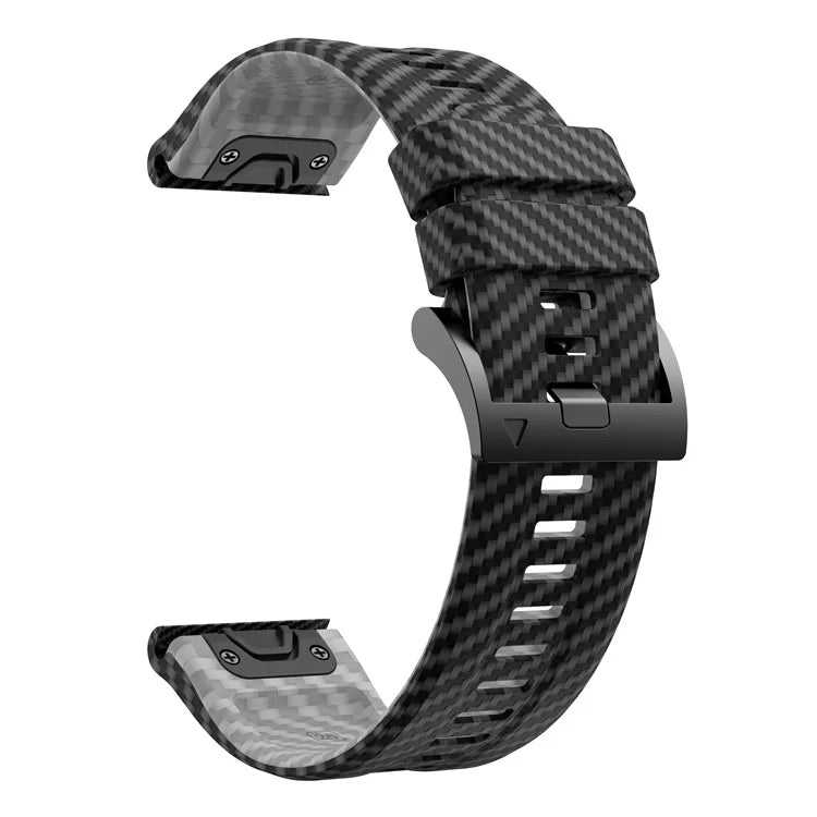 For Garmin Fenix 7 Quickfit 22mm Replacement Watch Strap Carbon Fiber Texture Silicone Band