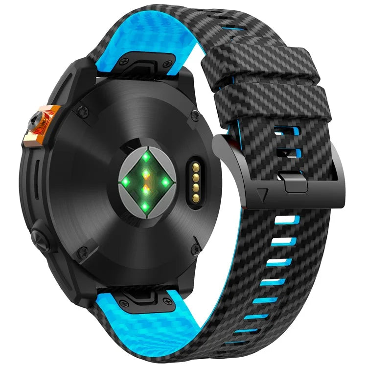 For Garmin Fenix 7 Quickfit 22mm Replacement Watch Strap Carbon Fiber Texture Silicone Band