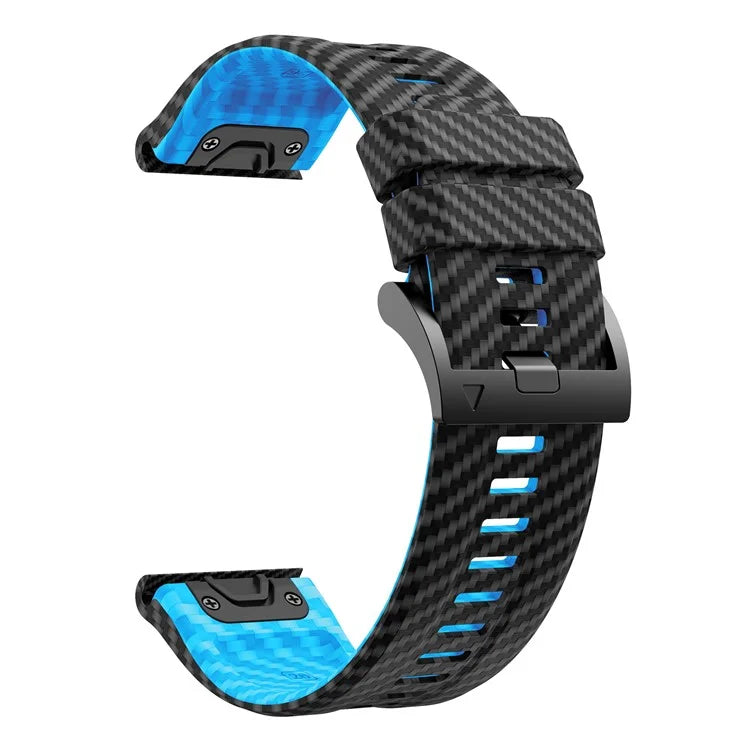 For Garmin Fenix 7 Quickfit 22mm Replacement Watch Strap Carbon Fiber Texture Silicone Band