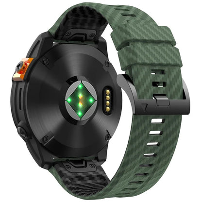 For Garmin Fenix 7 Quickfit 22mm Replacement Watch Strap Carbon Fiber Texture Silicone Band