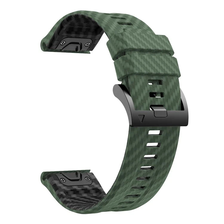 For Garmin Fenix 7 Quickfit 22mm Replacement Watch Strap Carbon Fiber Texture Silicone Band