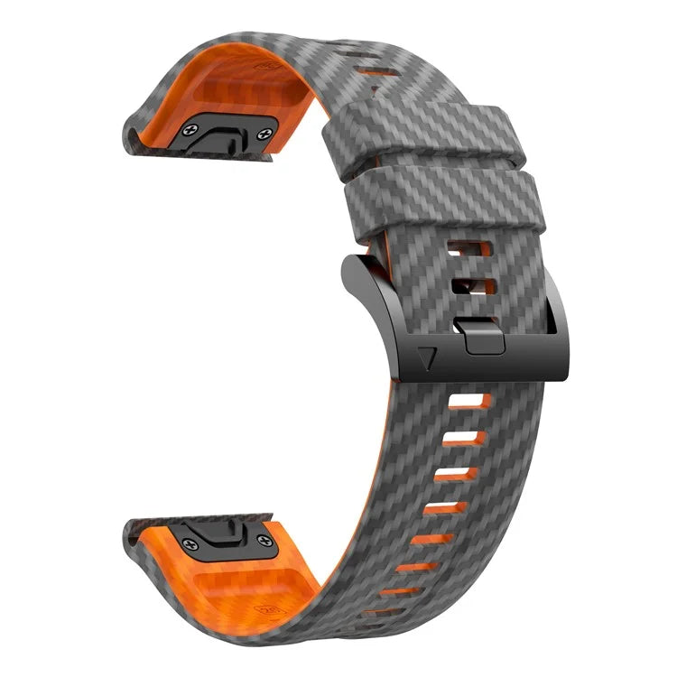 For Garmin Fenix 7 Quickfit 22mm Replacement Watch Strap Carbon Fiber Texture Silicone Band