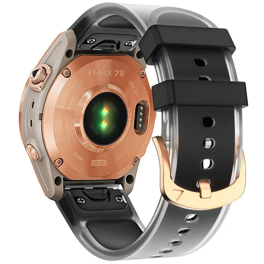 For Garmin Fenix 7S Quickfit 20mm Transparent Design Watch Strap Adjustable Silicone Band