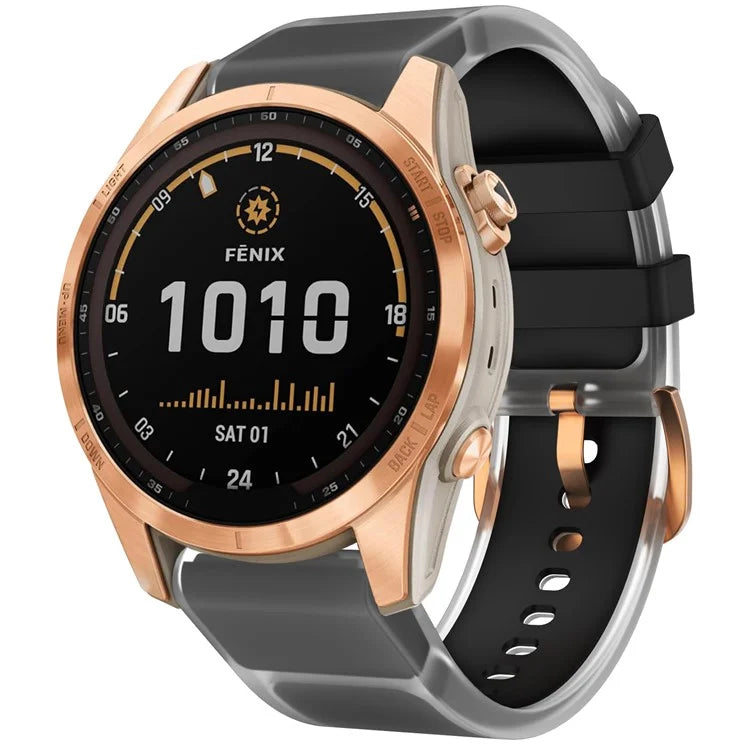 For Garmin Fenix 7S Quickfit 20mm Transparent Design Watch Strap Adjustable Silicone Band