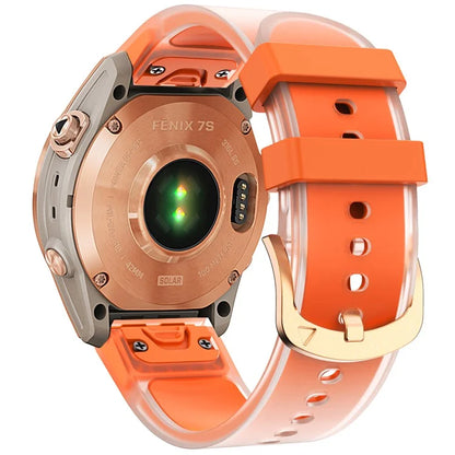 For Garmin Fenix 7S Quickfit 20mm Transparent Design Watch Strap Adjustable Silicone Band