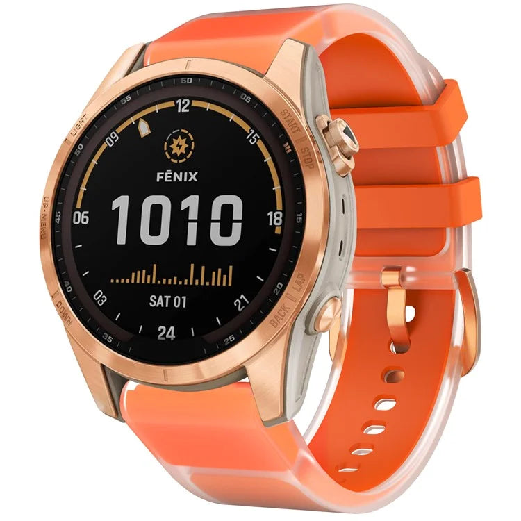 For Garmin Fenix 7S Quickfit 20mm Transparent Design Watch Strap Adjustable Silicone Band